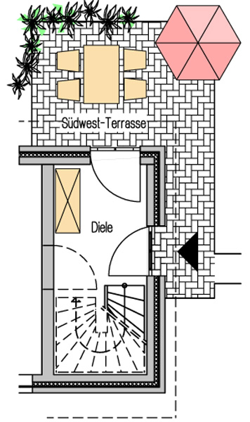 Eingang / Terrasse Lighthouse